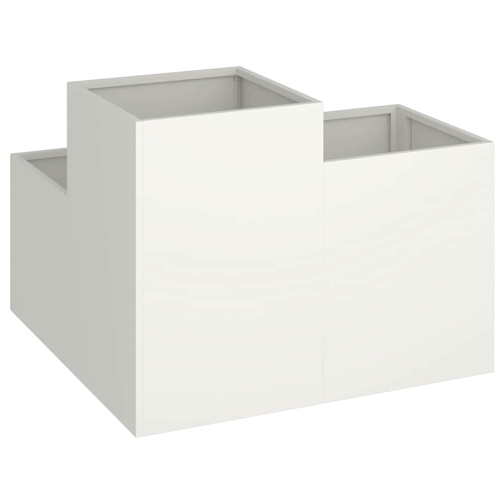 Vaso da giardino-Fioriera da Esterno-Contenitore per Piante Bianco 100 x 100 x 60 cm Acciaio