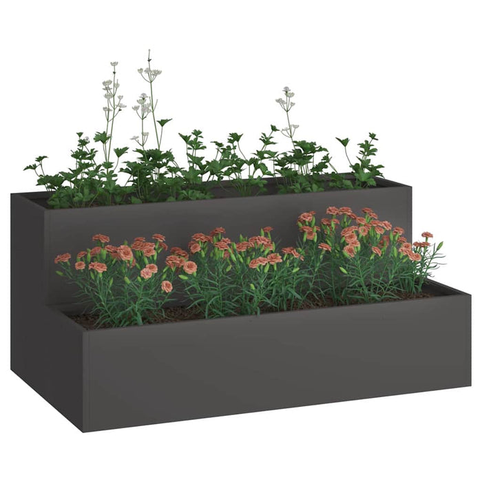 Vaso da giardino Nero 100 x 60 x 45 cm Acciaio 865869