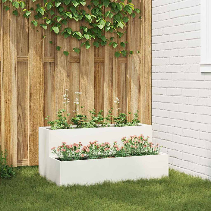 Vaso da giardino Bianco 100 x 60 x 45 cm Acciaio 865870