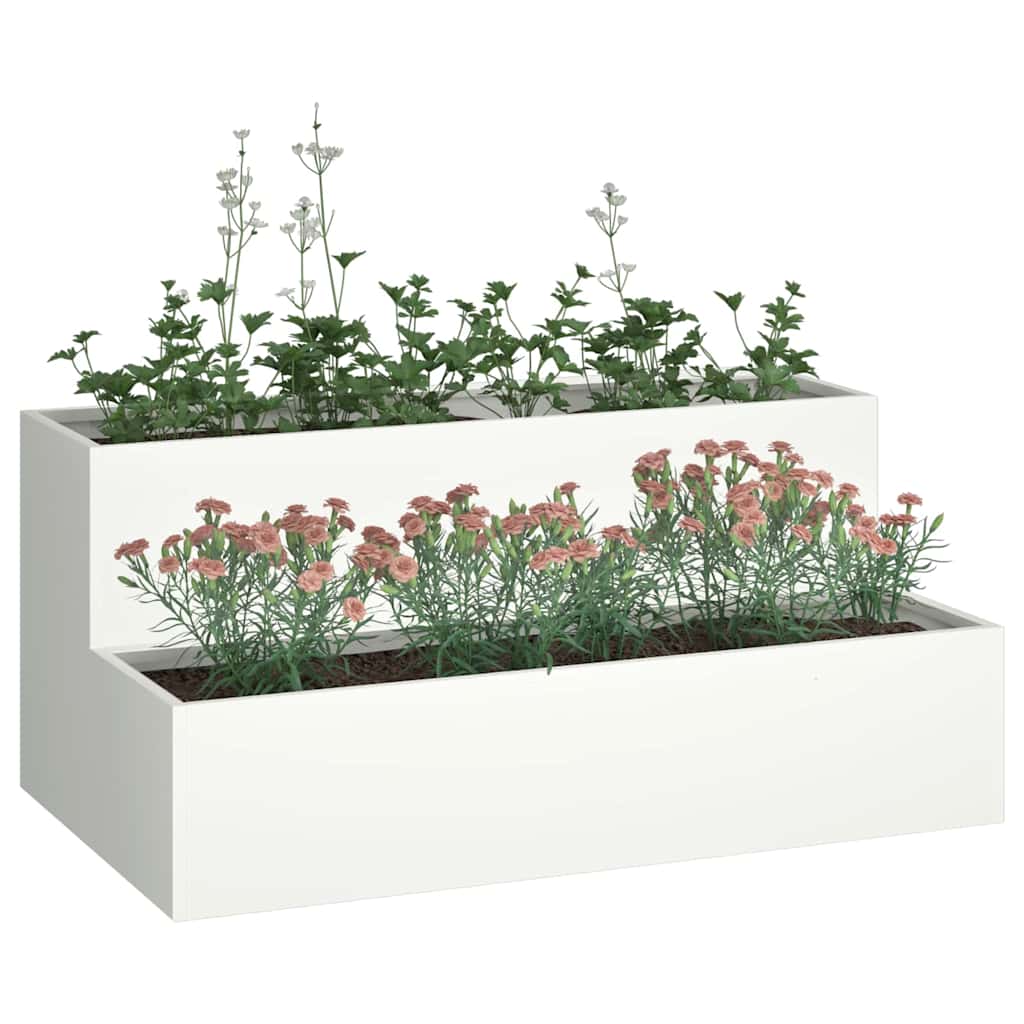 Vaso da giardino Bianco 100 x 60 x 45 cm Acciaio 865870