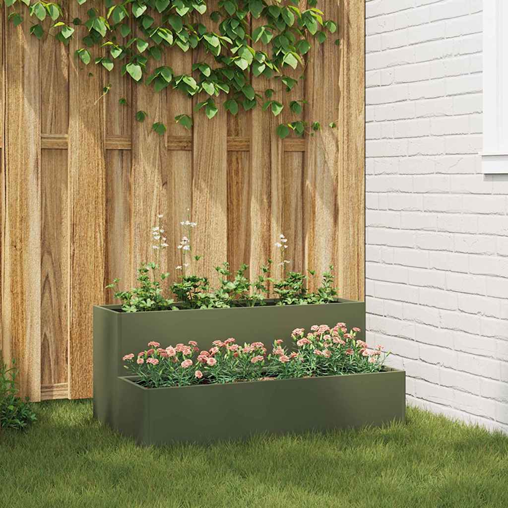 Vaso da giardino-Fioriera Esterno-Contenitore per Piante Verde oliva 100 x 60 x 45 cm