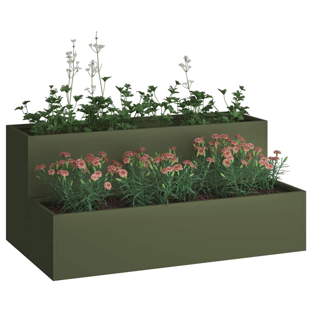 Vaso da giardino-Fioriera Esterno-Contenitore per Piante Verde oliva 100 x 60 x 45 cm