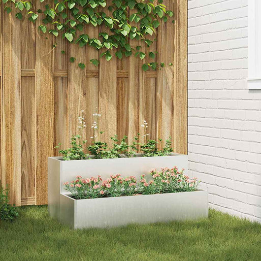 Vaso da giardino-Fioriera da Esterno-Contenitore per Piante Argento 100 x 60 x 45 cm Acciaio inossidabile