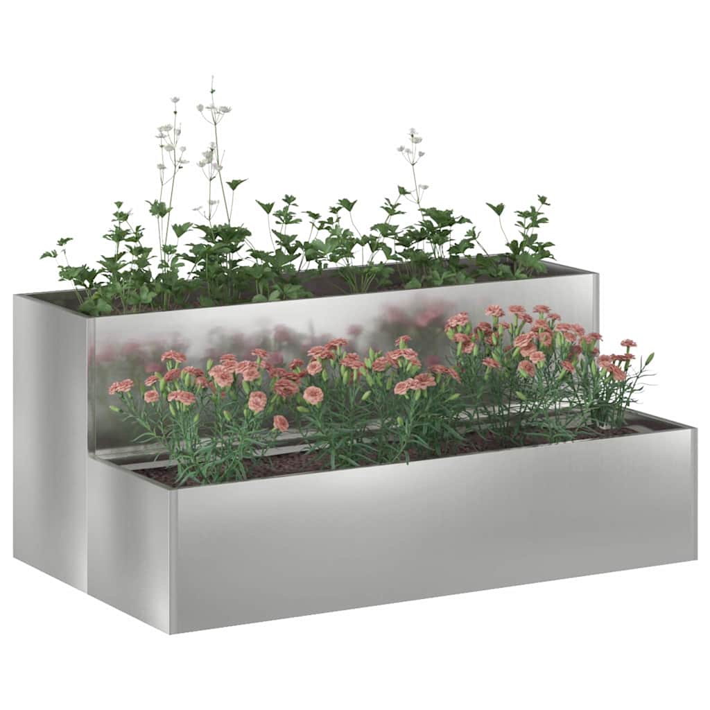 Vaso da giardino-Fioriera da Esterno-Contenitore per Piante Argento 100 x 60 x 45 cm Acciaio zincato