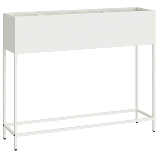 Vaso da giardino-Fioriera Esterno-Contenitore per Piante Rialzato Bianco 100 x 26 x 82 cm Acciaio