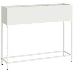 Vaso da Giardino Rialzato Bianco 100 x 26 x 82 cm Acciaio 865877