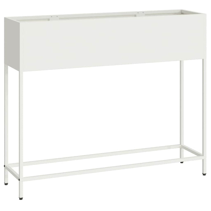 Vaso da Giardino Rialzato Bianco 100 x 26 x 82 cm Acciaio 865877