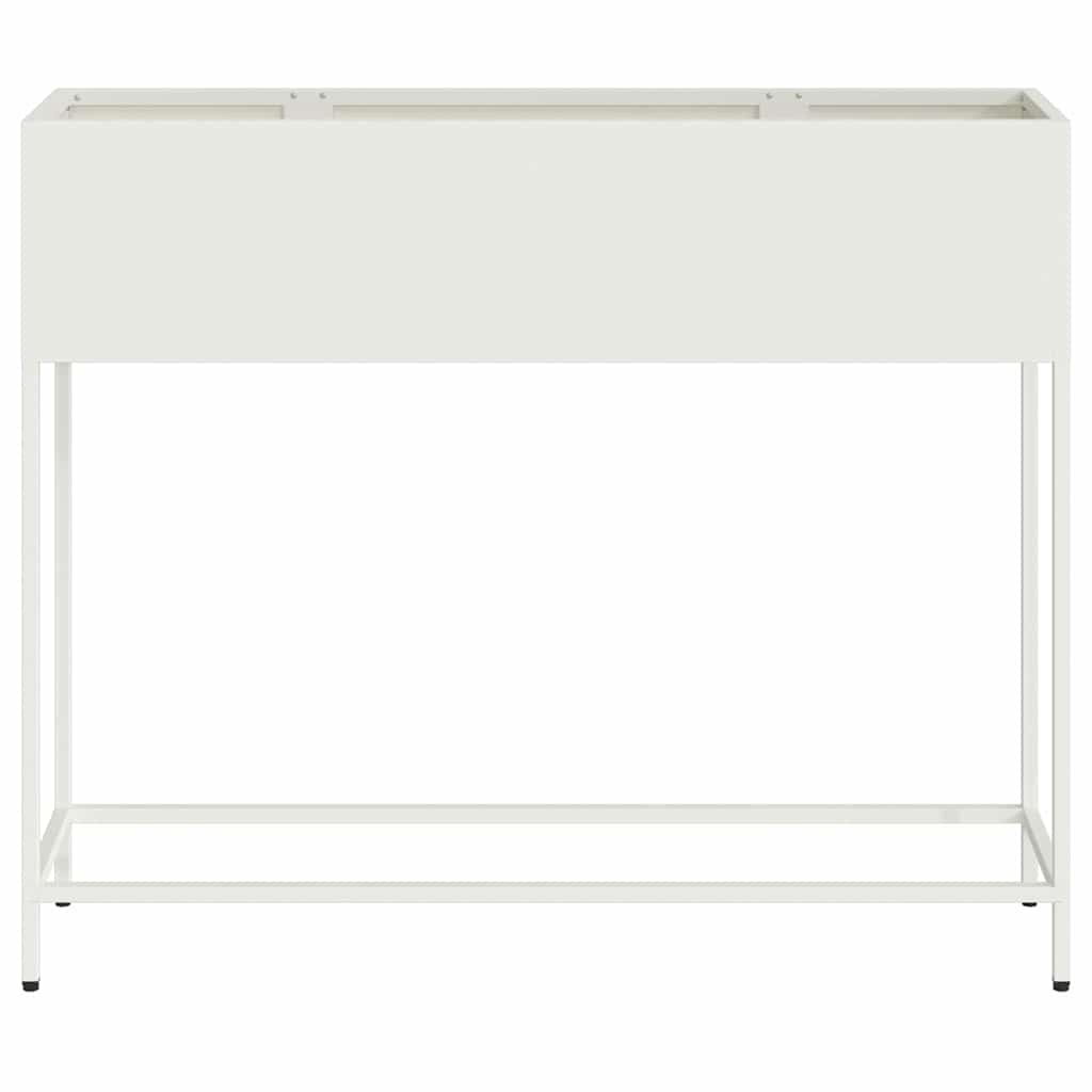 Vaso da Giardino Rialzato Bianco 100 x 26 x 82 cm Acciaio 865877