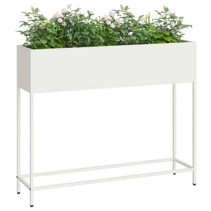 Vaso da Giardino Rialzato Bianco 100 x 26 x 82 cm Acciaio 865877