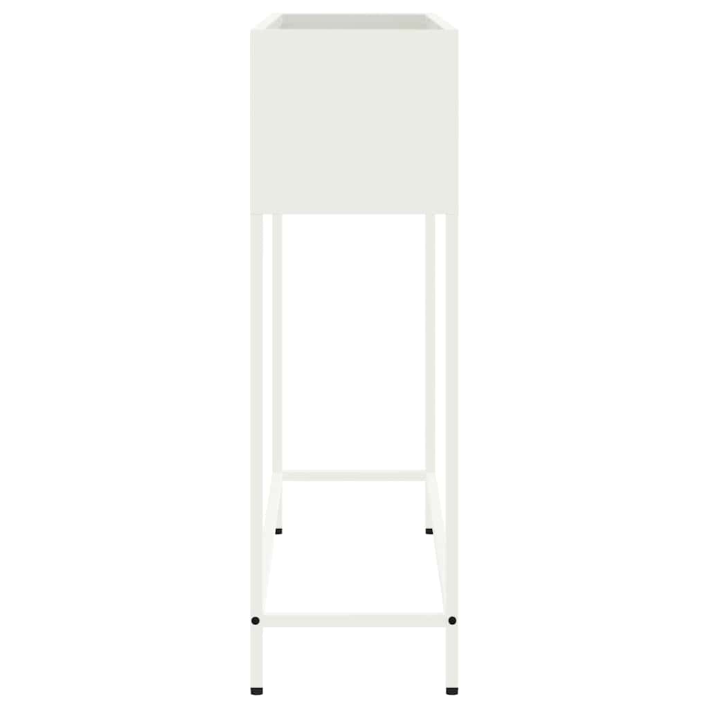 Vaso da Giardino Rialzato Bianco 100 x 26 x 82 cm Acciaio 865877