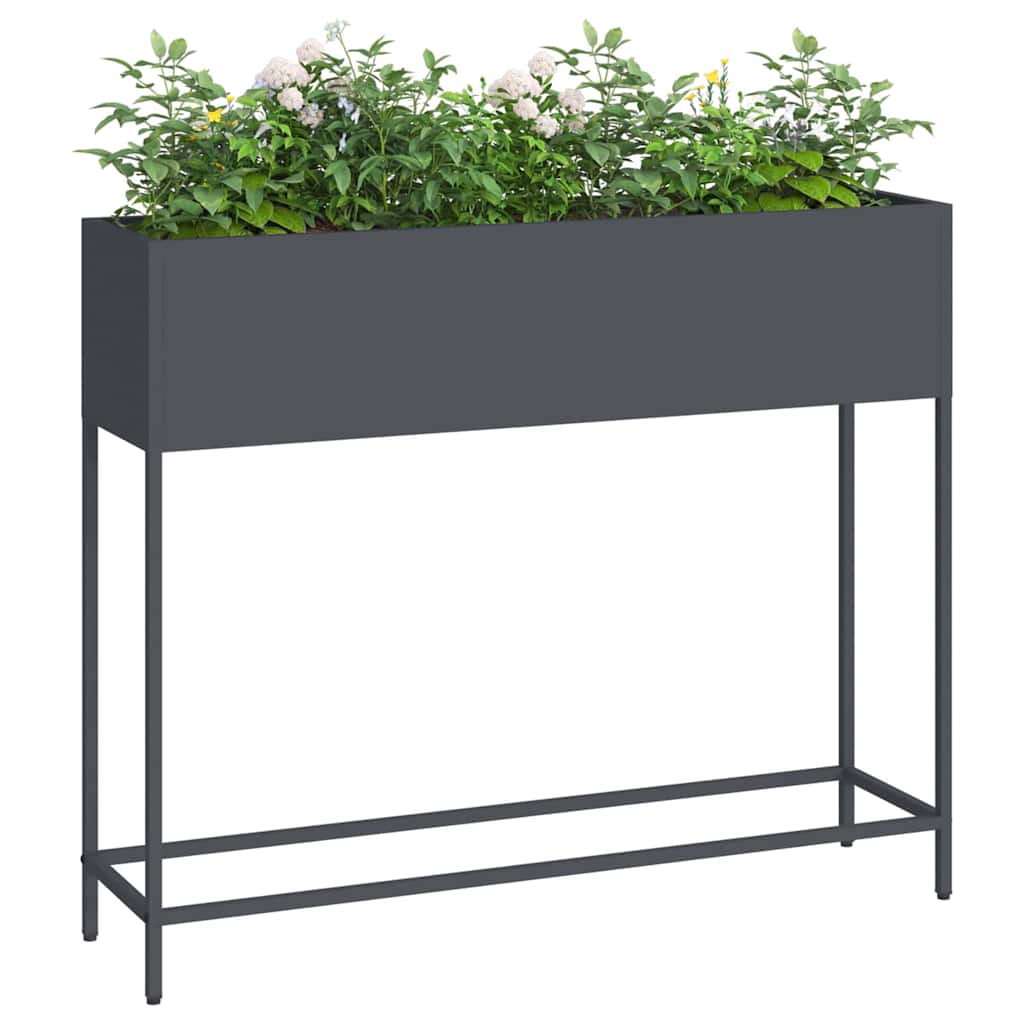 Vaso da giardino-Fioriera Esterno-Contenitore per Piante Rialzato Antracite 100 x 26 x 82 cm Acciaio