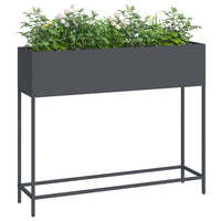 Vaso da giardino-Fioriera Esterno-Contenitore per Piante Rialzato Antracite 100 x 26 x 82 cm Acciaio