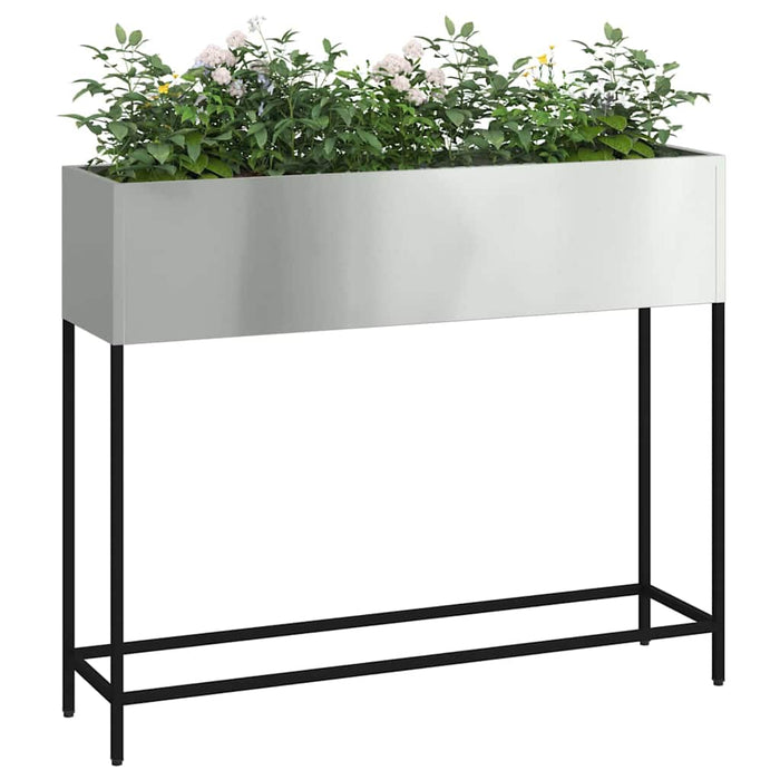 Vaso da giardino-Fioriera Esterno-Contenitore per Piante Rialzato Argento 100 x 26 x 82 cm 914072