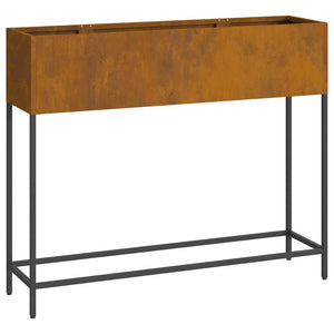 Vaso da giardino-Fioriera Esterno-Contenitore per Piante Rialzato Ruggine 100 x 26 x 82 cm