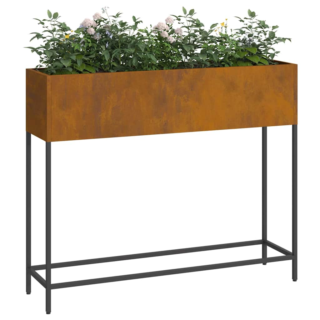 Vaso da giardino-Fioriera Esterno-Contenitore per Piante Rialzato Ruggine 100 x 26 x 82 cm