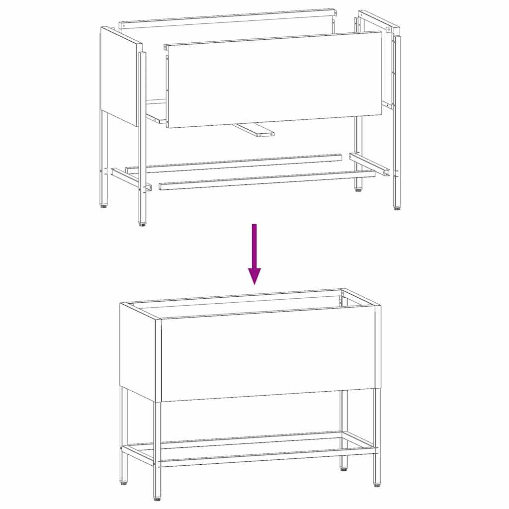 Vaso da Giardino Rialzato Nero 60 x 26 x 45 cm Acciaio 865883