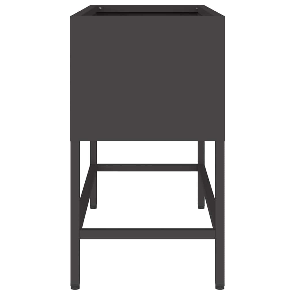 Vaso da Giardino Rialzato Nero 60 x 26 x 45 cm Acciaio 865883