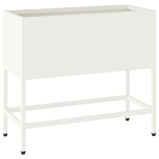 Vaso da Giardino Rialzato Bianco 60 x 26 x 45 cm Acciaio 865884