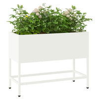 Vaso da Giardino Rialzato Bianco 60 x 26 x 45 cm Acciaio 865884