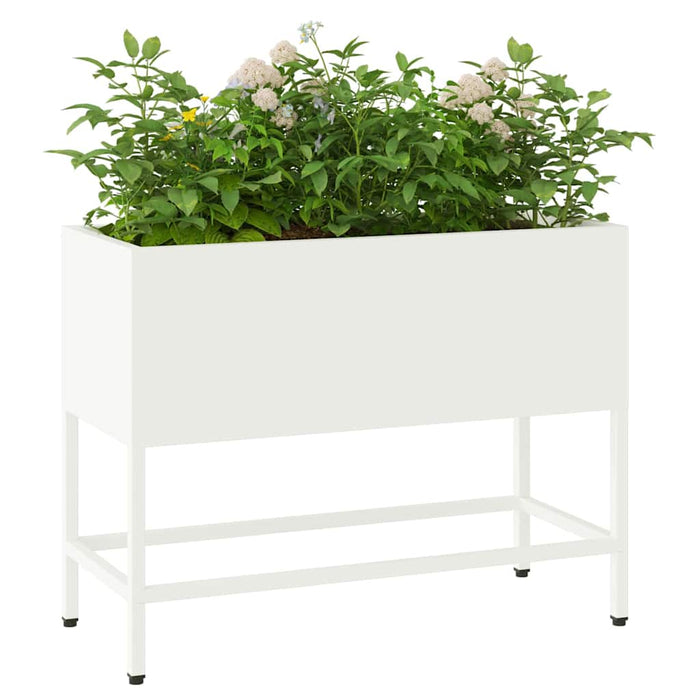 Vaso da Giardino Rialzato Bianco 60 x 26 x 45 cm Acciaio 865884