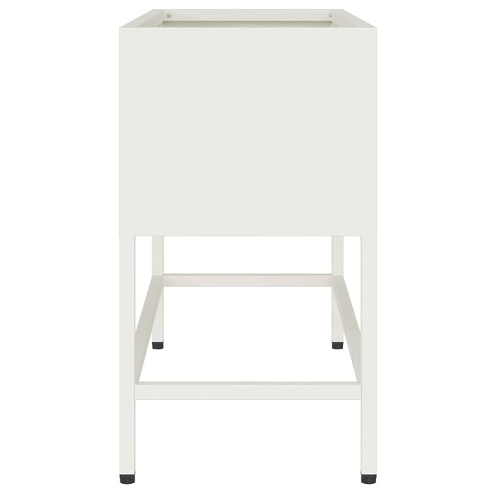 Vaso da Giardino Rialzato Bianco 60 x 26 x 45 cm Acciaio 865884