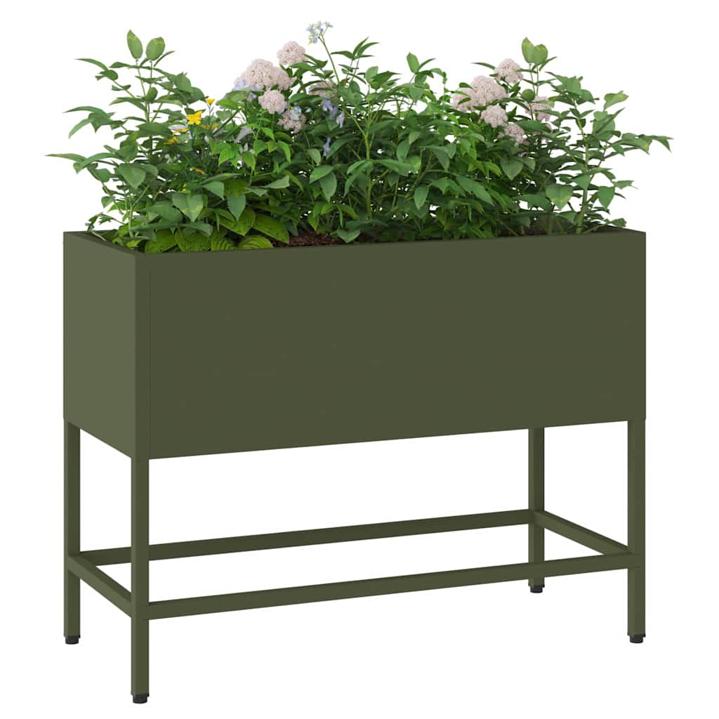 vidaXL Vaso da Giardino Rialzato Oliver verde 60 x 26 x 45 cm Acciaio