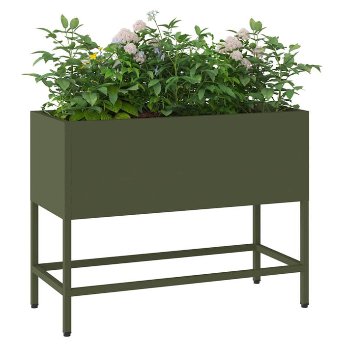 vidaXL Vaso da Giardino Rialzato Oliver verde 60 x 26 x 45 cm Acciaio