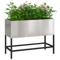 Vaso da giardino-Fioriera Esterno-Contenitore per Piante Rialzato Argento 60 x 26 x 45 cm 889246