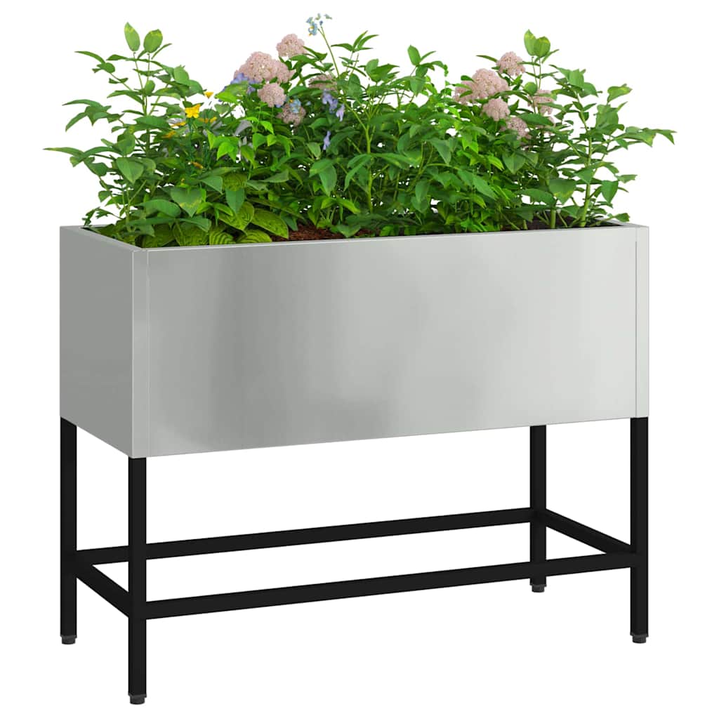 Vaso da giardino-Fioriera Esterno-Contenitore per Piante Rialzato Argento 60 x 26 x 45 cm 925374