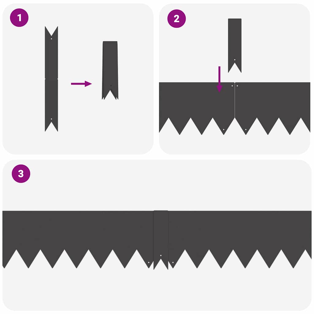 Bordure per prato 50 pcs Nero 100 x 0.5 x 15 cm Acciaio 865921