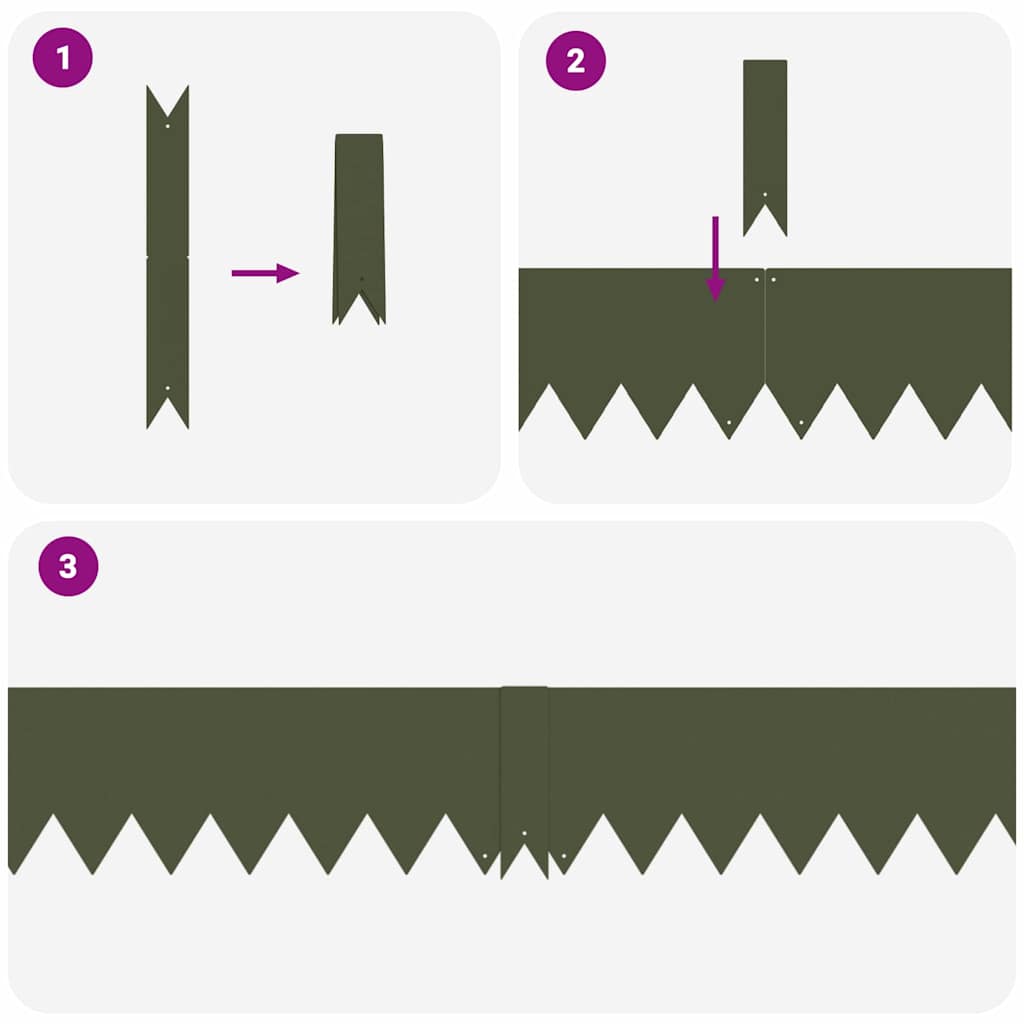 Bordure per prato 50 pcs Oliver verde 100 x 0.5 x 15 cm Acciaio 865933