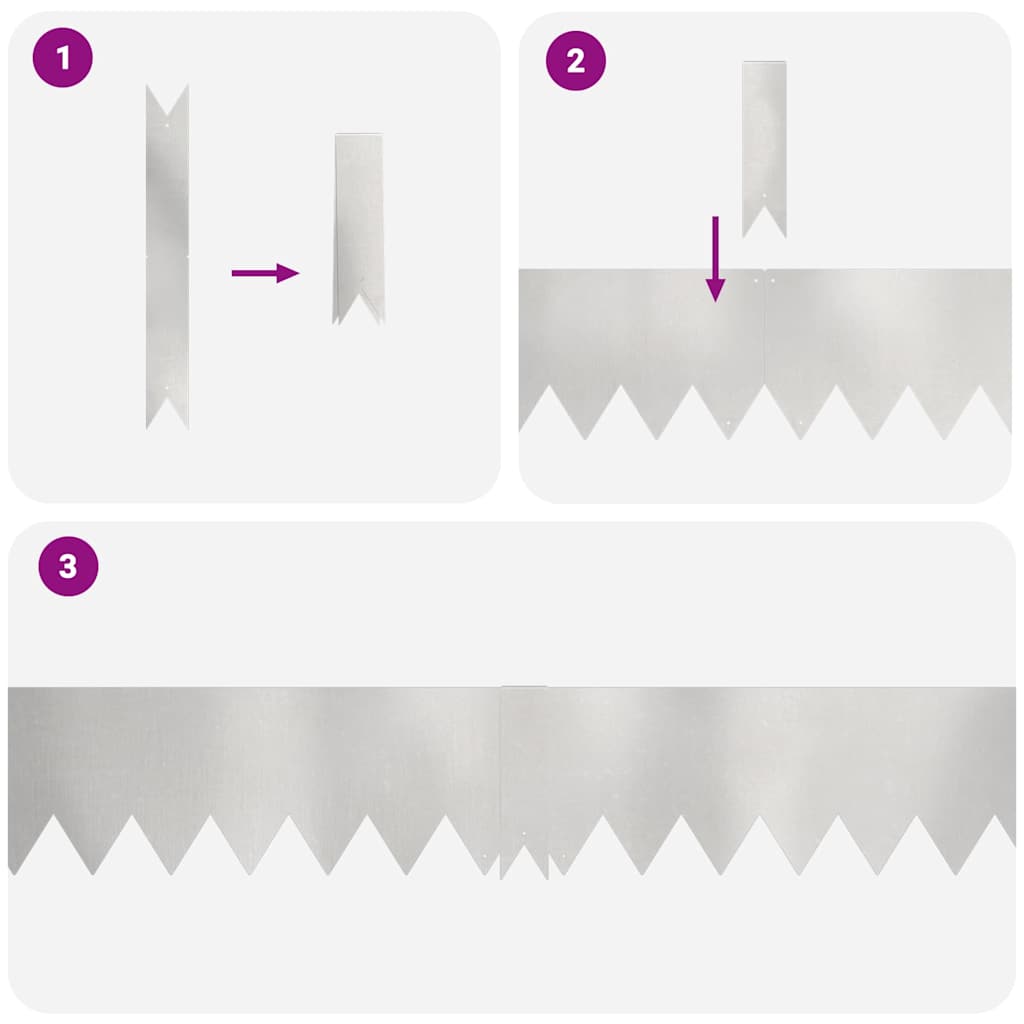 Bordure per prato 10 pcs Argento 100 x 0.5 x 15 cm 865934