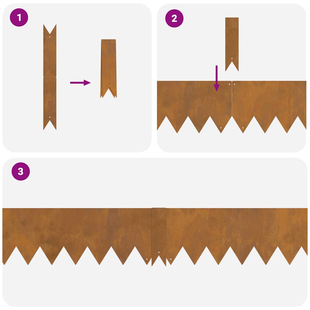 Bordure per prato 20 pcs Marrone 100 x 0.5 x 15 cm 865943