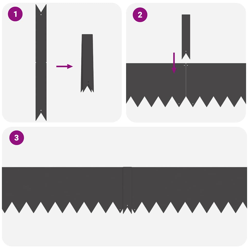 Bordure per prato 30 pcs Nero 100 x 0.5 x 20 cm Acciaio 865948
