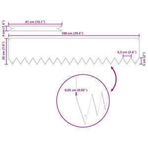 Bordure per prato 20 pcs Bianco 100 x 0.5 x 20 cm Acciaio 865950