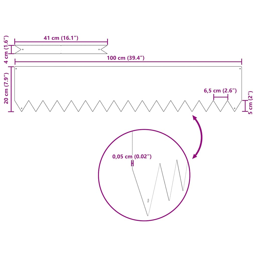 Bordure per prato 10 pcs Antracite 100 x 0.5 x 20 cm Acciaio 865952