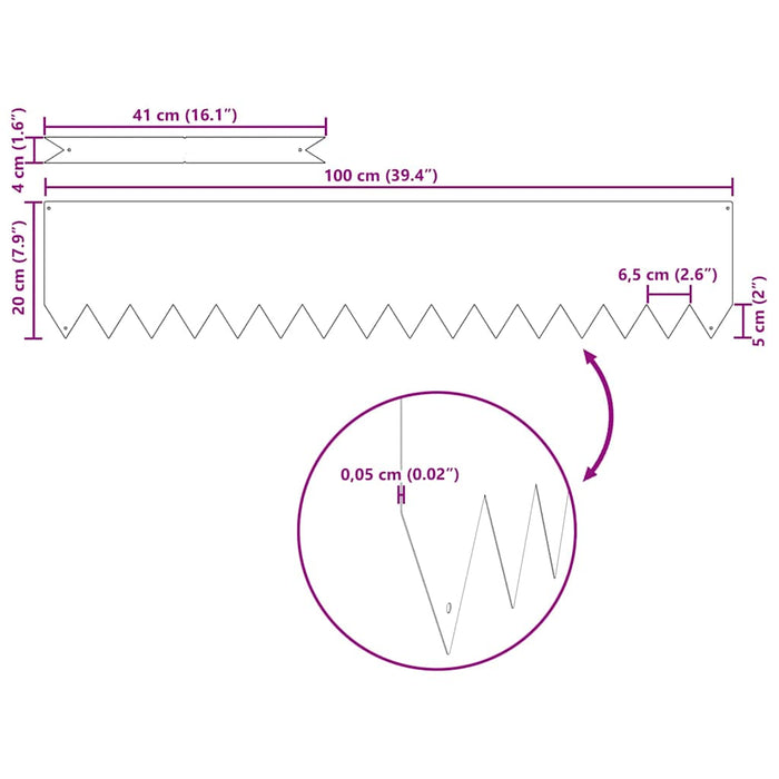 Bordure per prato 10 pcs Argento 100 x 0.5 x 20 cm 865958
