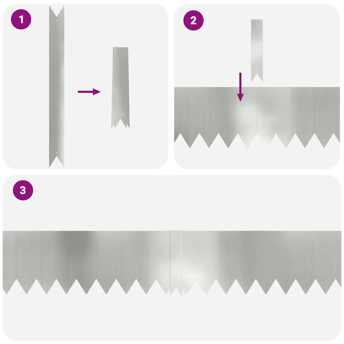 Bordure per prato 20 pcs Argento 100 x 0.5 x 20 cm 865962