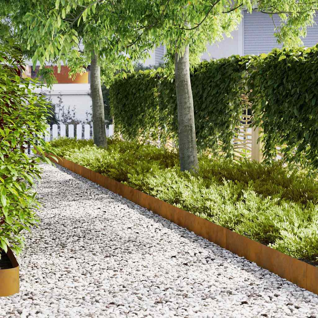 Bordure per prato 10 pcs Marrone 100 x 0.5 x 20 cm 865964