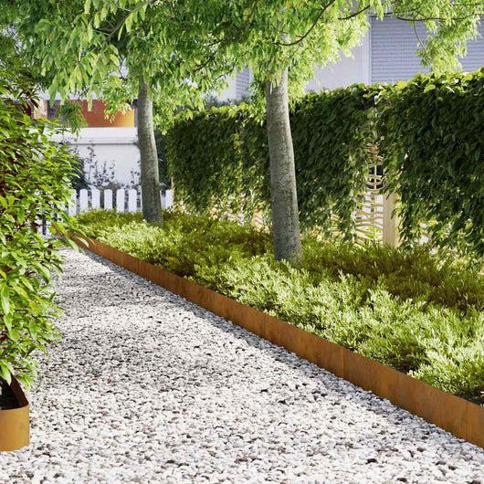 Bordure per prato 10 pcs Marrone 100 x 0.5 x 20 cm 865964