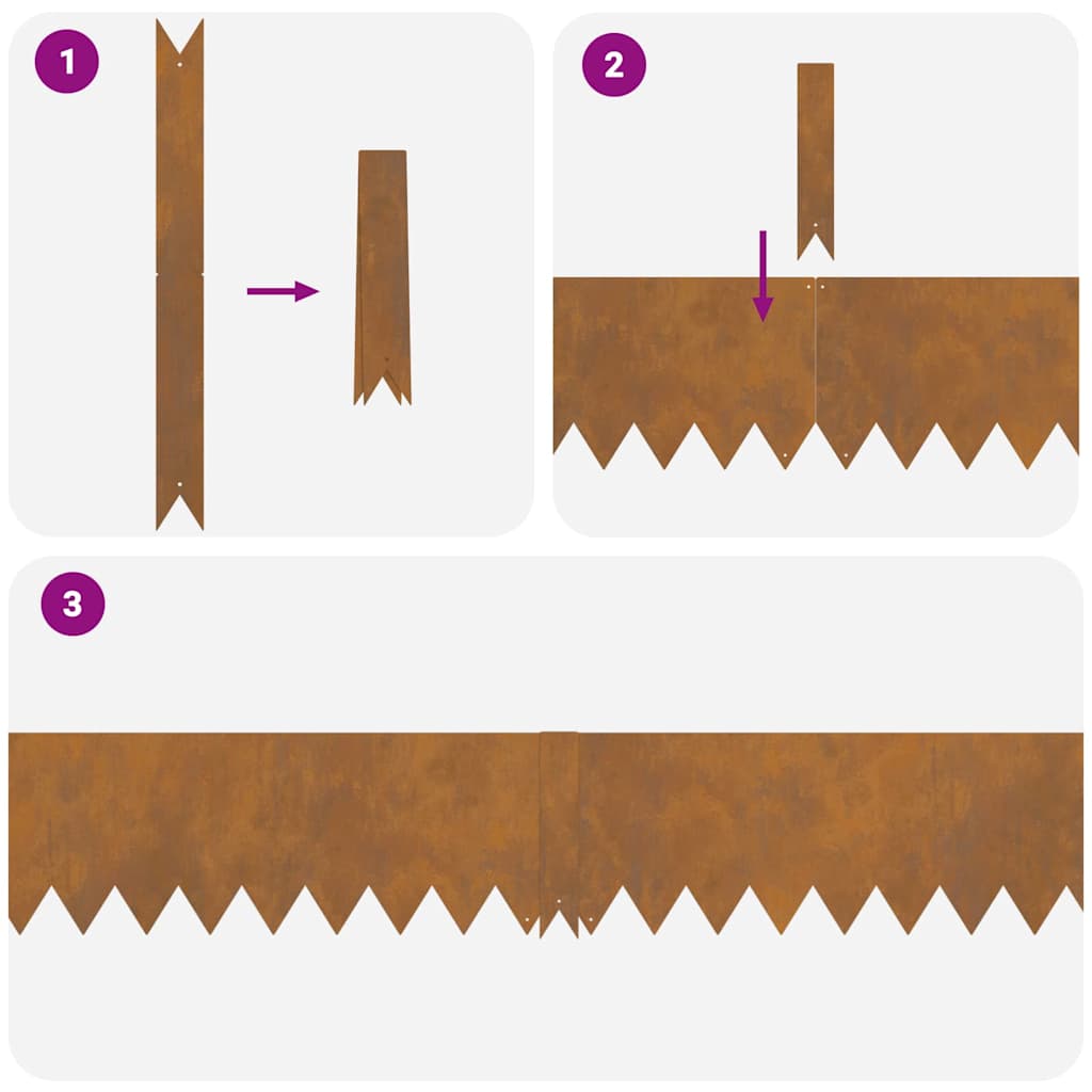 Bordure per prato 10 pcs Marrone 100 x 0.5 x 20 cm 865964