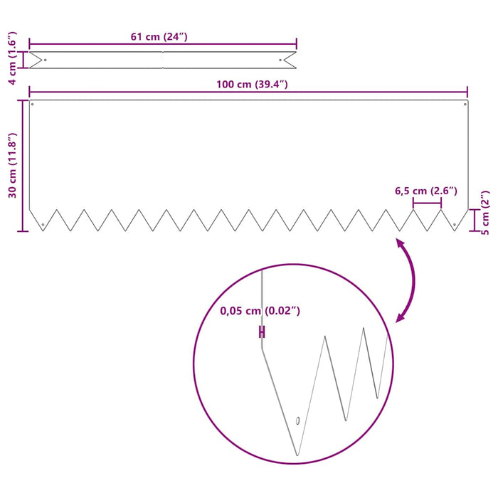 Bordure per prato 10 pcs Argento 100 x 0.5 x 30 cm 865975