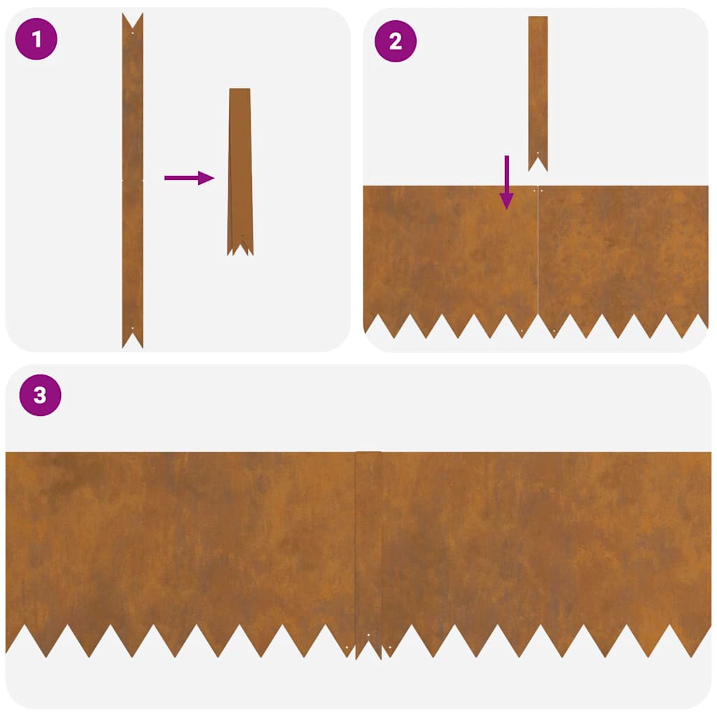 Bordure per prato 10 pcs Marrone 100 x 0.5 x 30 cm 865979