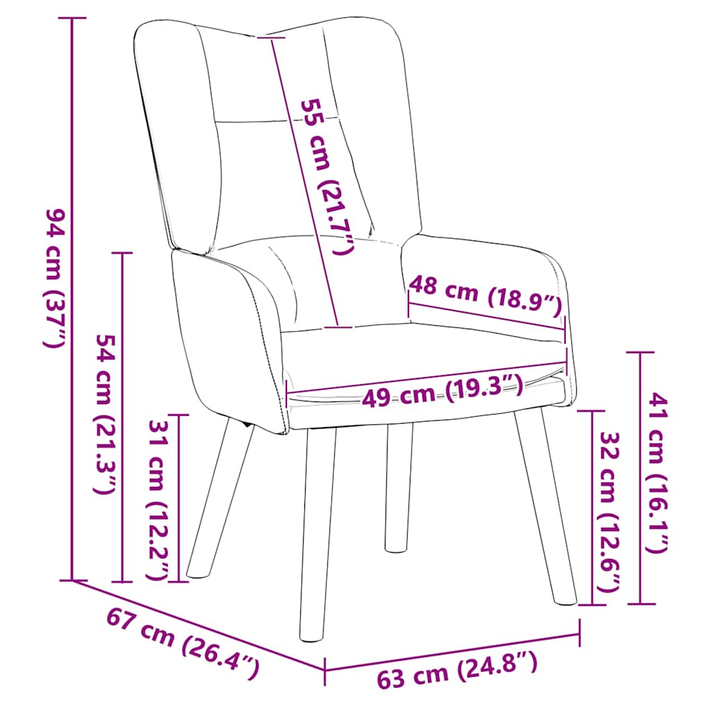 Sedia rilassante Verde chiaro 63 x 67 x 94 cm Velluto 42001806
