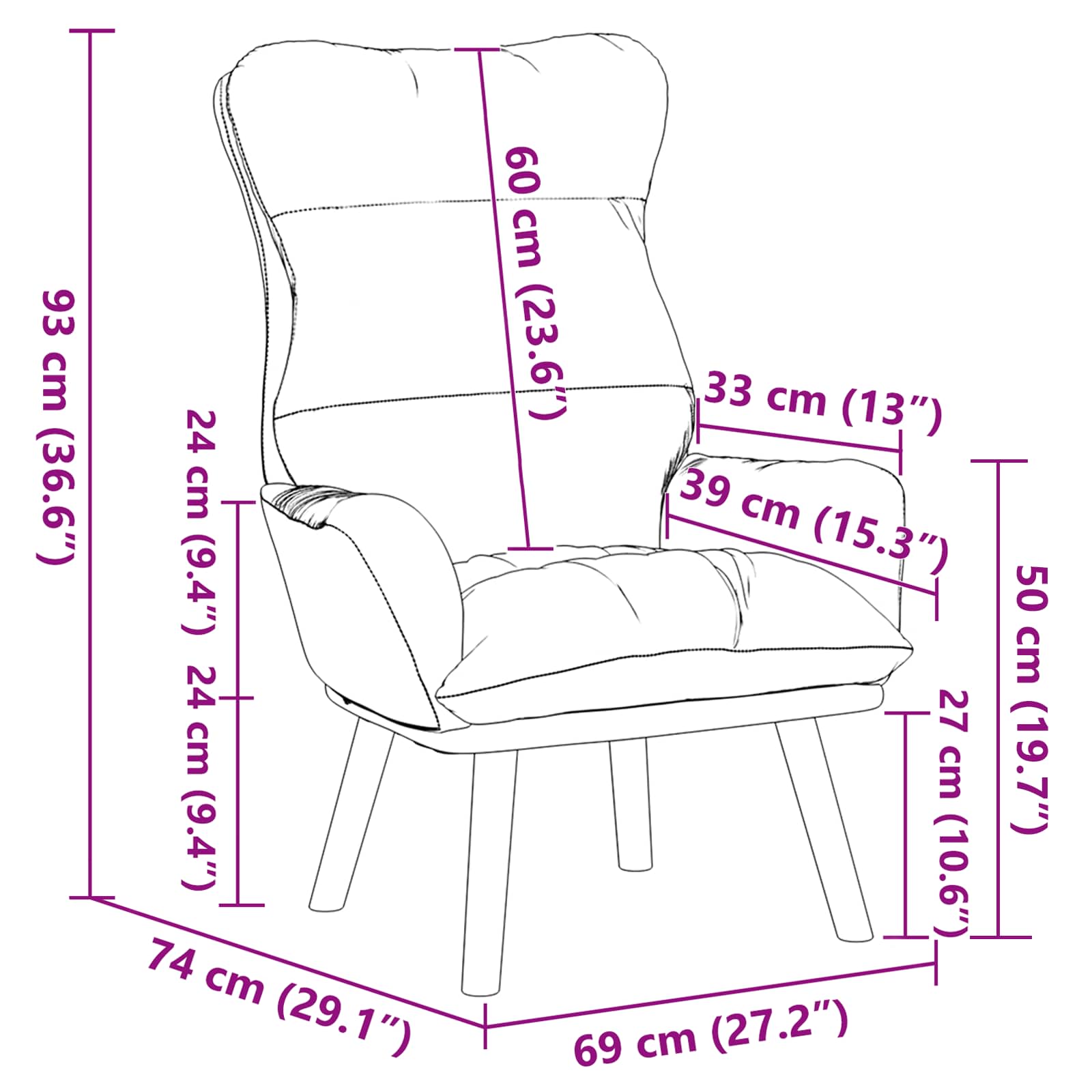 poltrona Grigio chiaro 69 x 74 x 93 cm Velluto 42001834