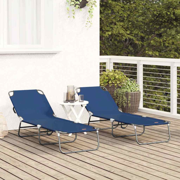 Lettini pieghevoli  2 pcs portatili blu in tessuto Oxford 600D 42003146
