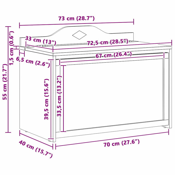 vidaXL Scatola per Giocattoli Grigio e bianco 73 x 33 x 55 cm