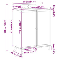 vidaXL Armadio Lavagna con lo scaffale Bianco Legno multistrato