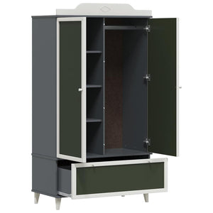 vidaXL Armadio con Lavagna con porta Grigio e bianco Legno multistrato