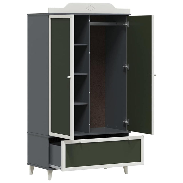 vidaXL Armadio con Lavagna con porta Grigio e bianco Legno multistrato